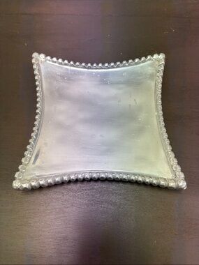 Square Decorative Metal Tray in Silver